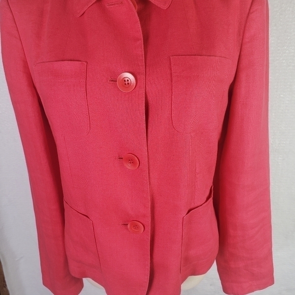 Talbots Womans Irish Linen Jacket  Pink Size 8 - Picture 5 of 10